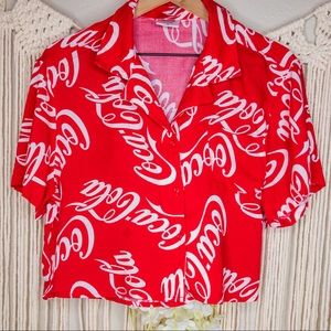Vintage CokeCola button crop top